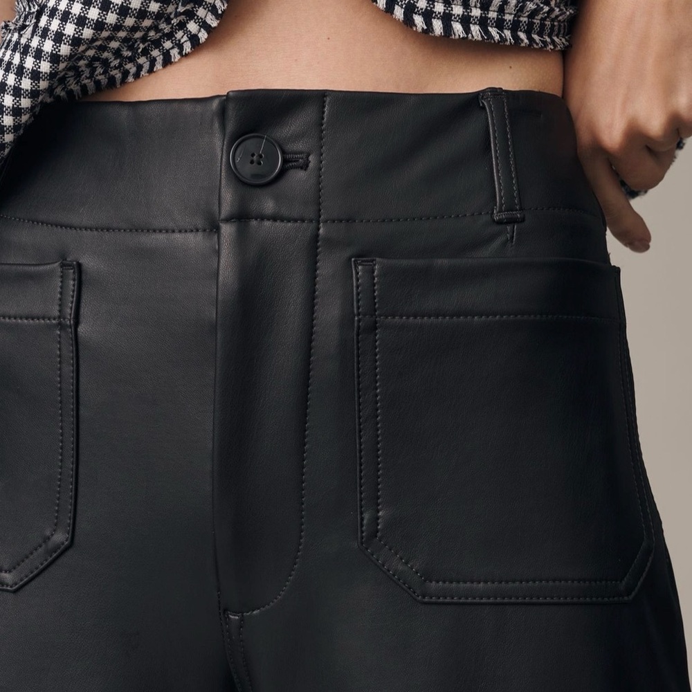 Anthropologie Maeve Colette Faux Leather Cropped pants size 30 - Picture 3 of 9